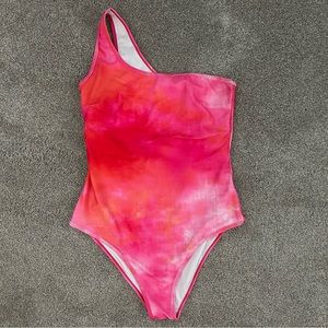 born primitive playa asymmetrical one piece swim suit in sunset - size large
